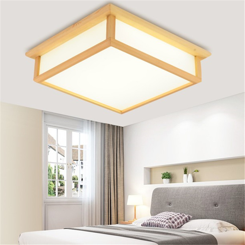 Japanese wooden square led ceiling light minimalist modern bedrooms lamp(WH-WA-34)
