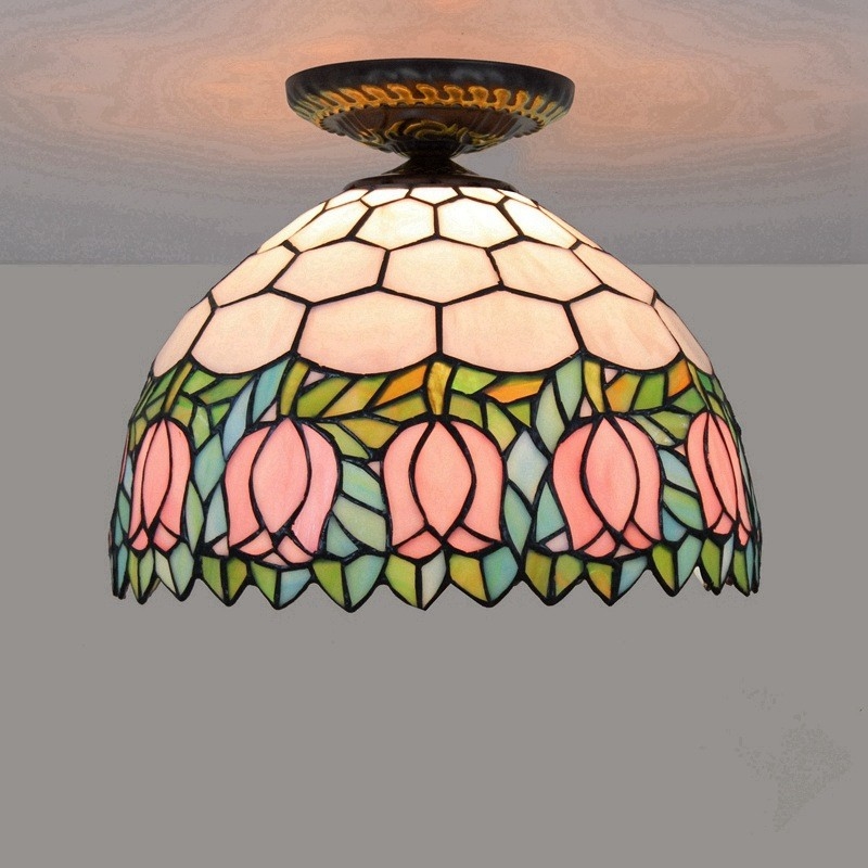 Tiffany pink color ceiling lamp dining room hallway sitting room light(WH-TA-17)