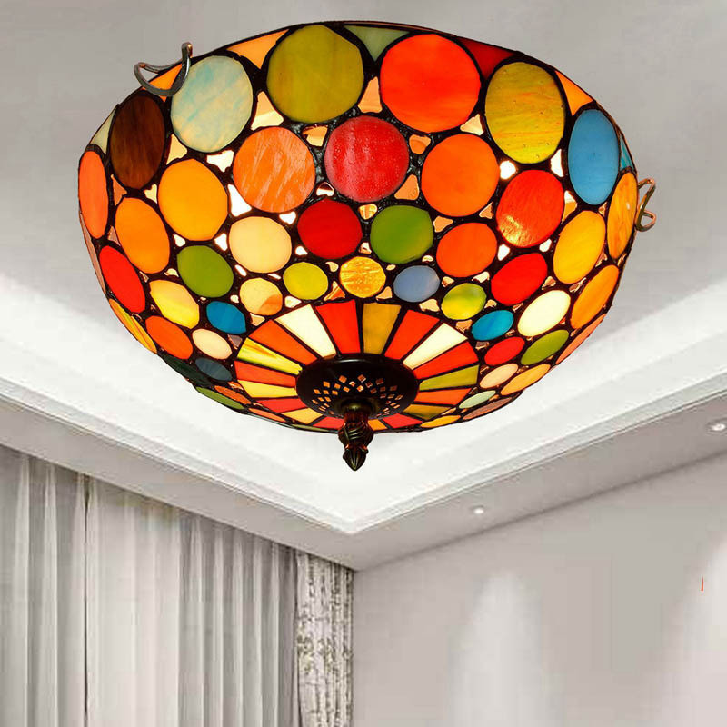 Creative Mediterranean retro Tiffany stained glass aisle corridor balcony lobby bedroom bar ceiling lamp(WH-TA-34)