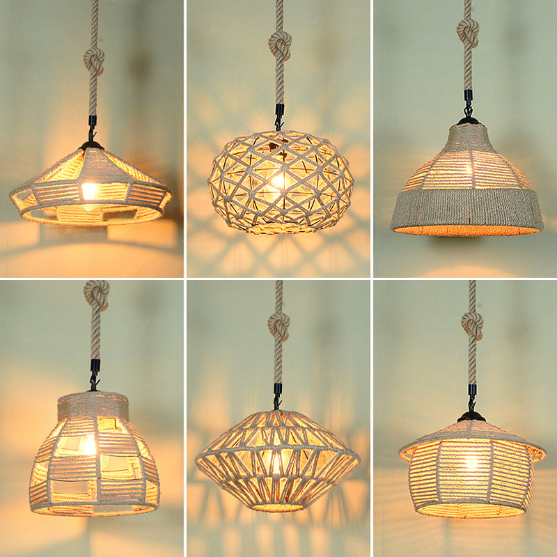 Loft Pendant Lamp Retro Industry Rope Hemp Clothing american lighting(WH-VP-141)