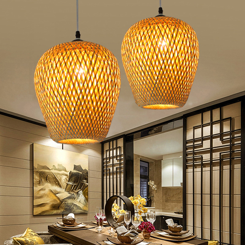 Chinese Hand Knitted Bamboo Art Pendant Lights Restaurant Caf Loft Hanging Pendant Lamp Fixture(WH-WP-37)