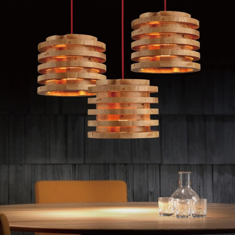 Creative wood Pendant Light Indoor Dining Room Foyer Home Adornment Pendant Light(WH-WP-44)