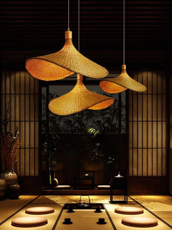 Wooden Weaving Bamboo Pendant lights Handmade Bamboo Straw hat retro Chandelier(WH-WP-45)