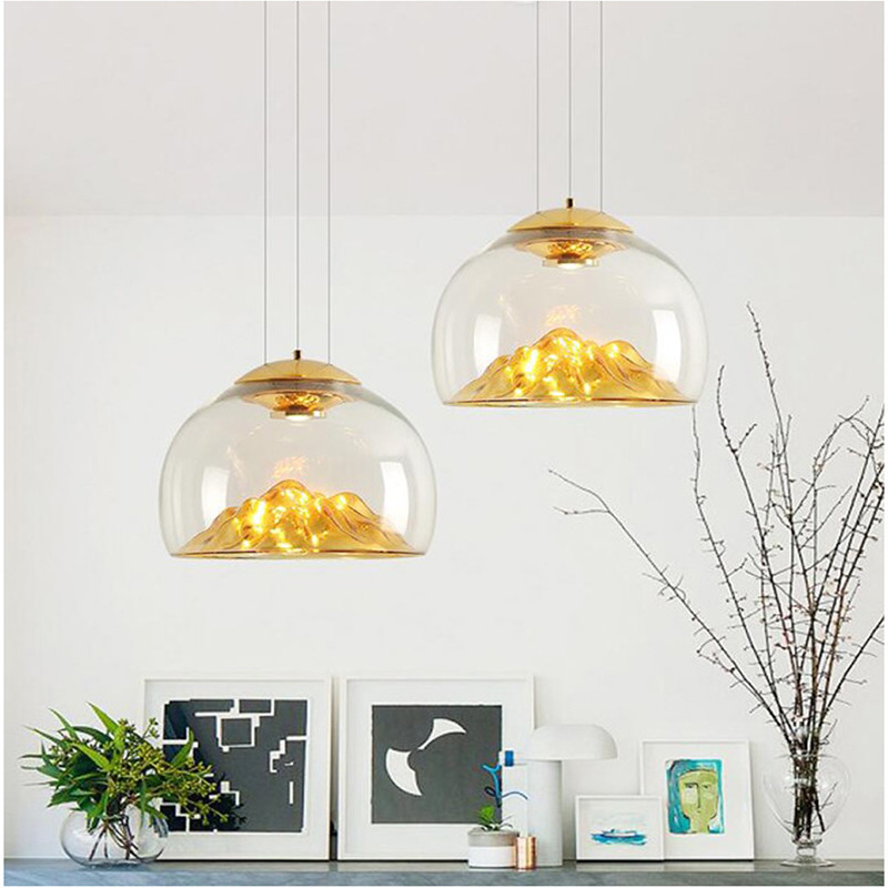 Mountain View Glass Pendant Light Nordic island pendant lights creative coffee bar lamp(WH-GP-97)