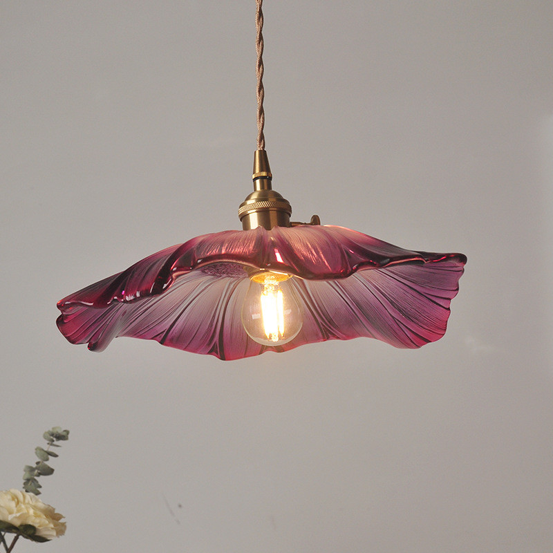 Vintage LED Pendant Lights Lotus Glass Hanging Lamps Home lotus lamp（WH-GP-106)