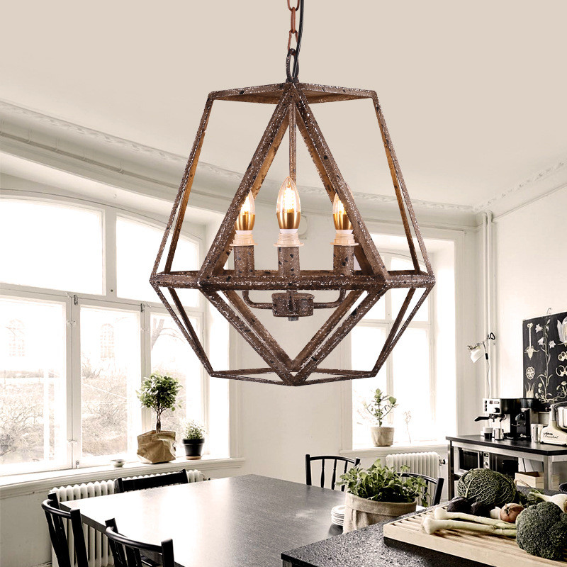 Rustic farmhouse cage chandelier for indoor lamp fixtures (WH-CI-82)