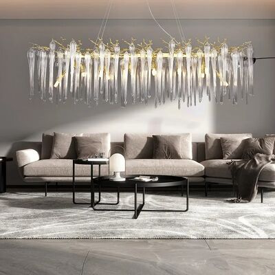 Rectangular Gold Crystal Chandelier Gold Branch Crystal Ceiling Hanging Chandelier (WH-CY-258)